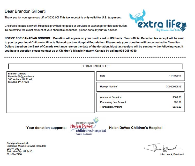 children's miracle network hospitals donation.JPG