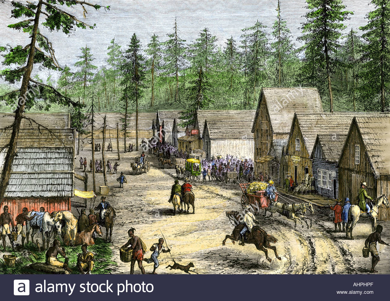 new-settlers-in-a-frontier-town-in-the-pacific-northwest-1800s-AHPHPF.jpg