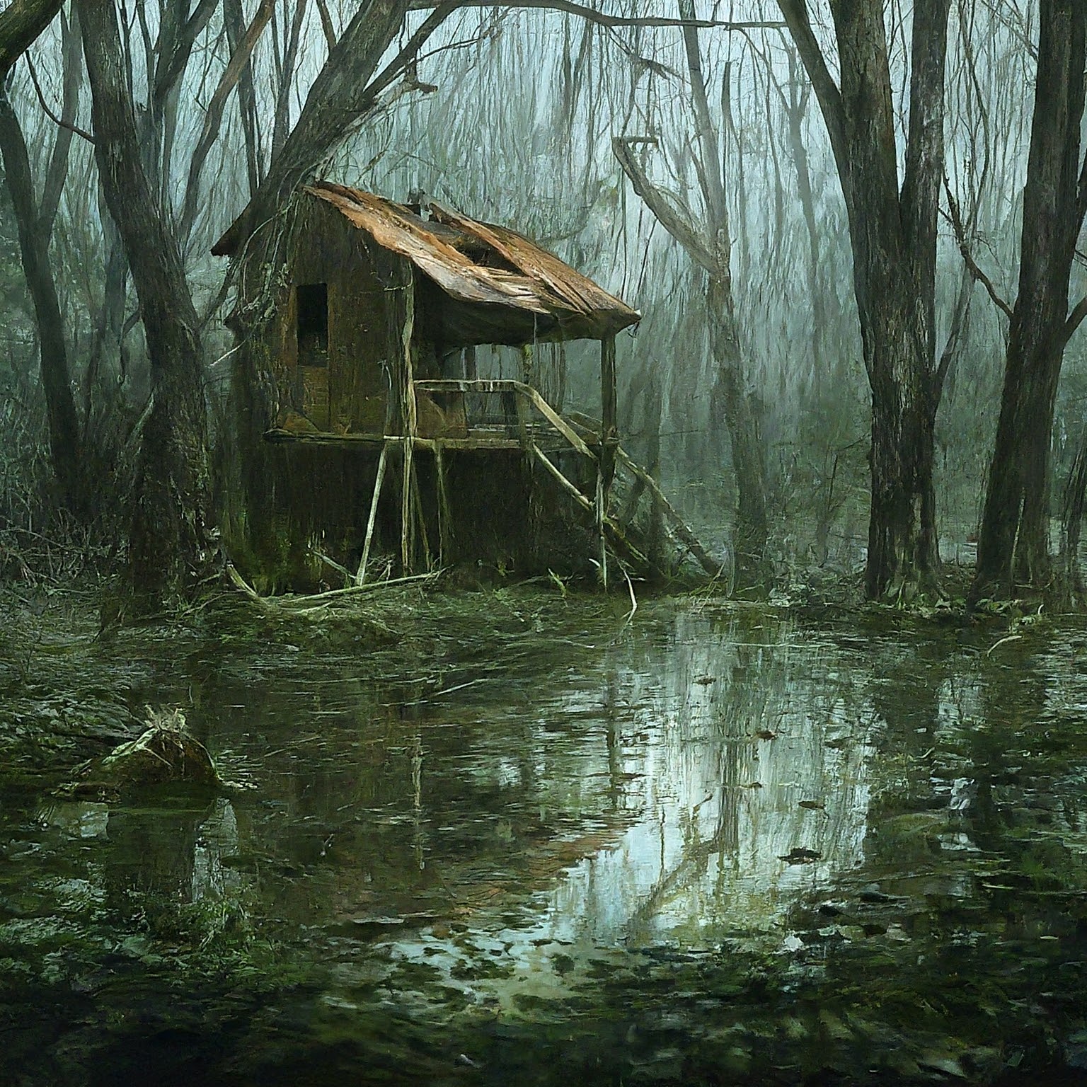 Abandoned hunter outpost in swamp 1.jpg