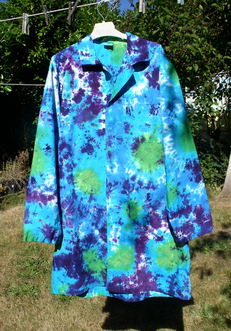 Tie dyed Frank n' Steins lab coat