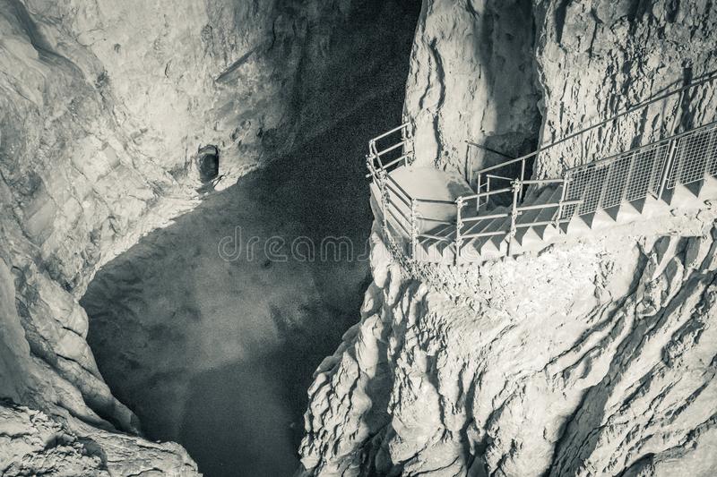 Chalk cavern and stagnant water